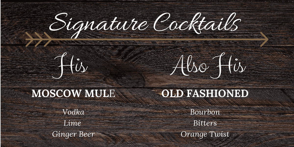 His & His Bar Menu Sign